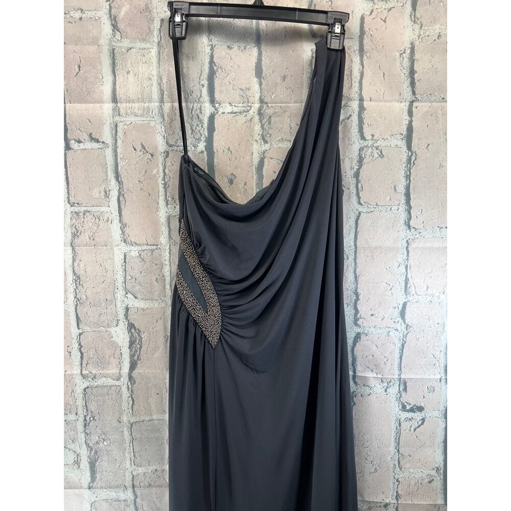 Calvin Klein Beaded Details One Shoulder Dark Gray Maxi Woman Dress Size 16 $298 - Picture 8 of 14